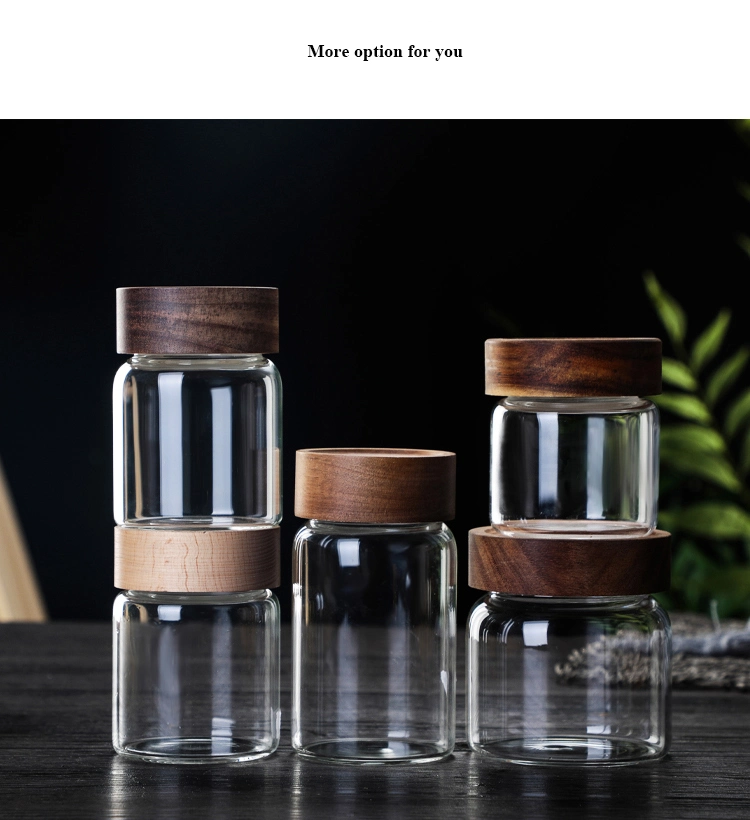 Borosilicate Bee Honey Jars Different Size Empty Clear 125ml 4oz Glass with Wood Bamboo Kitchen Food Storage Bottle Jars