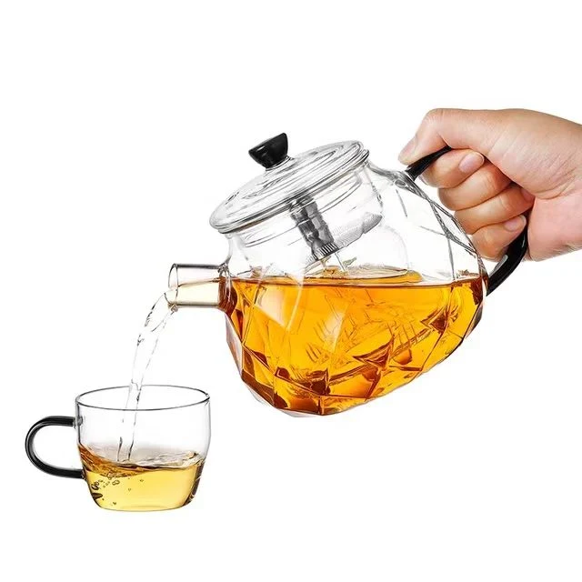 Classical Craft Glass Tea Pot High Borosilicate Tea Pot Heat Resistant Glass Tea Pot with Infuser