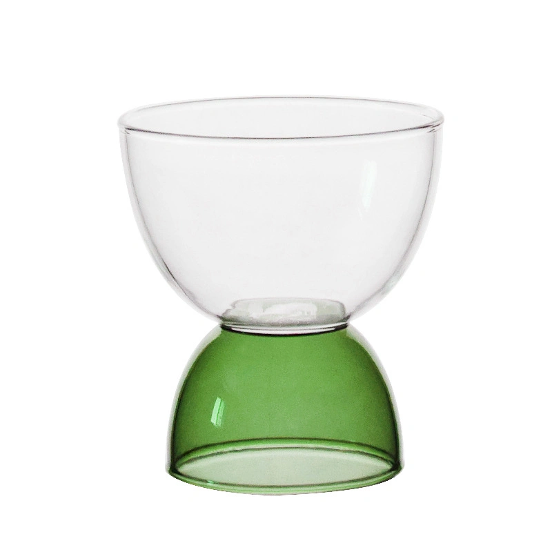 Cute New Design High Borosilicate Colored Glass Milk Cup Coffee Glass Stack Cups Dessert Salad Small Bowl