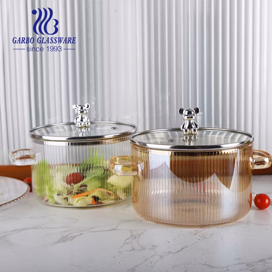 Casseruola in vetro borosilicato ad alta temperatura con pentola di vetro di lusso con coperchio