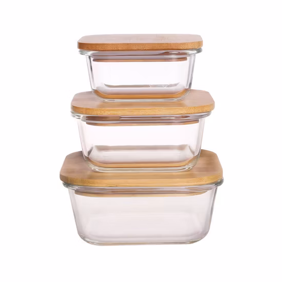 Contenitore per alimenti ermetico all'ingrosso in vetro borosilicato ad alta tenuta con guarnizione in silicone e coperchio di chiusura